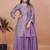 Lavender chinnon embroidery work party wear plazo suit