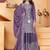 Lavender chinnon embroidery work party wear plazo suit
