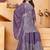 Lavender chinnon embroidery work party wear plazo suit