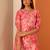 Floral printed notch neck mirror work silk straight kurta