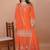 Orange chinnon embroidery work party wear plazo suit