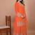 Orange chinnon embroidery work party wear plazo suit