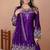 Purple chinnon embroidery work party wear plazo suit