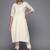 Off white yoke design mirror work kurta