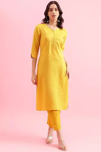 Striped straight kurta with trousers