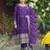 Purple color chinnon silk embroidery work long gown