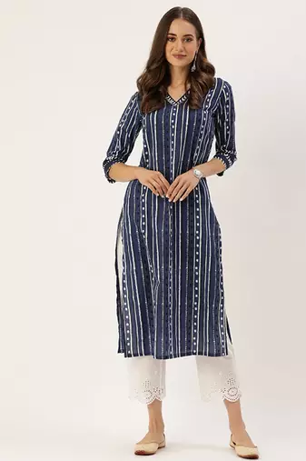 Blue & white printed republic day republic day kurta