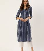 Blue & white printed republic day republic day kurta