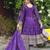 Purple color chinnon silk embroidery work long gown