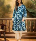 Floral printed 100% cotton straight kurta
