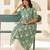 Sage green pure cotton floral printed a-line maternity kurta