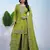 Parrot green color chinnon silk wedding wear trending plazo set