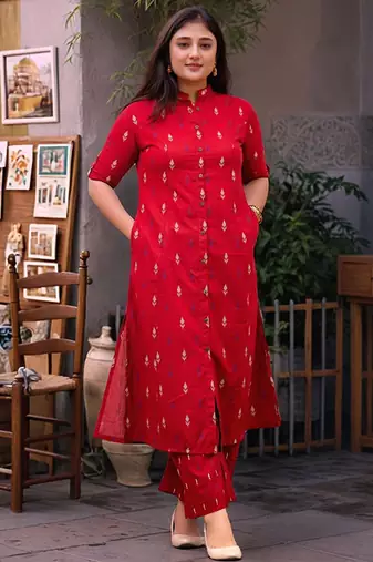 Printed regular kurta with trousers
