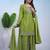 Parrot green color chinnon silk wedding wear trending plazo set