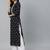 Black ethnic motifs printed cotton kurta