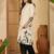 White tribal printed thread work floral kurta