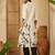 White tribal printed thread work floral kurta