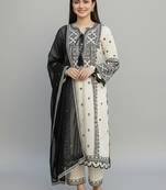 Ethnic motifs embroidered regular thread work kurta with trousers & with dupatta