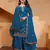 Teal color chinnon silk wedding wear trending plazo set