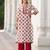 Floral printed notch neck straight pure cotton kurta