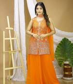 Yellow color faux georgette wedding wear trending plazo set