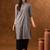 Grey abstract printed mandarin collar cotton kurta