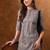 Grey abstract printed mandarin collar cotton kurta