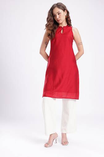 Band collar straight kurta