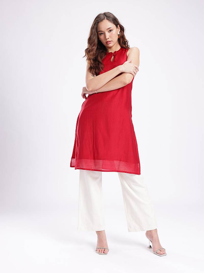 Band collar straight kurta