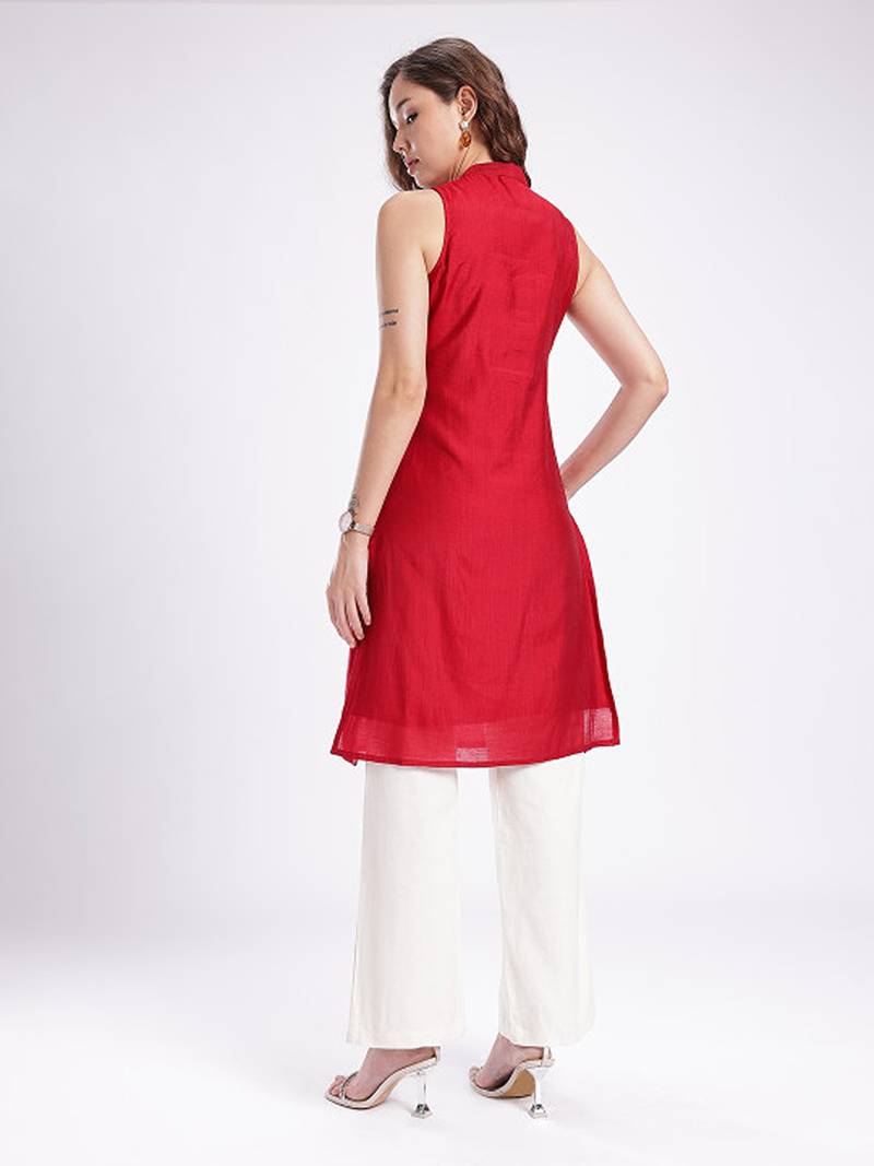 Band collar straight kurta