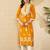 Floral embroidered round neck thread work straight kurta