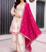 White color chinnon silk party wear trending plazo set