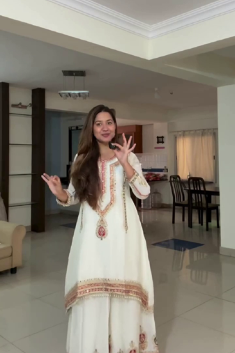 Cream color chinnon silk party wear trending plazo set