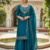 Teal color fendy satin silk heavy embroidery work sharara suit