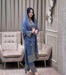 Lavender color faux georgette embroidery work party wear salwar suit