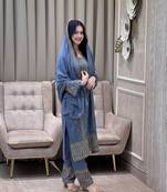 Lavender color faux georgette embroidery work party wear salwar suit