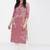 Woman pink floral printed keyhole neck kurta