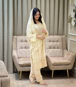 White color faux georgette embroidery work party wear salwar suit