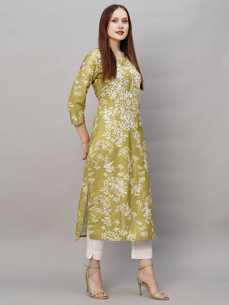 Floral embroidered thread work regular republic day republic day kurta