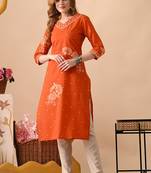 Floral printed v-neck regular sleeves kurta
