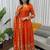 Orange embroidered fendy silk anarkali set