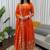 Orange embroidered fendy silk anarkali set