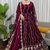 Wine embroidered fendy silk anarkali set
