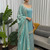 Sky blue embroidered fendy silk kurta palazzo set