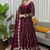 Wine embroidered fendy silk anarkali set