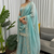 Sky blue embroidered fendy silk kurta palazzo set
