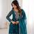 Royal Teal Festive Wear Suit with Heavy Neck Embroidery