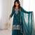 Royal Teal Festive Wear Suit with Heavy Neck Embroidery