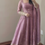 Mauve embroidered fendy silk anarkali set