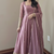 Mauve embroidered fendy silk anarkali set